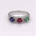 thumbnail image 3 of Mooneye Oval Shape Emerald & Ruby Blue Sapphire Art Deco Band Ring 925 Sterling Silver, 3 of 3