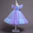 thumbnail image 6 of CUZIBR Girls Tutu Sequins Dress Ruffles Sleeveless Rainbow Glitter Tulle Long Dresses With Hairband Party Formal Gown Elegant Outfits,Purple,6-7 Years, 6 of 9
