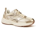 thumbnail image 3 of LUCKY STEP Lace Up Mesh Lightweight Fashion Sneakers Casual Running Shoes,Gold,Womens, 3 of 6
