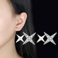 thumbnail image 1 of Silver Earrings Earrings Korean Four Pointed Star Silver Earrings, 1 of 6