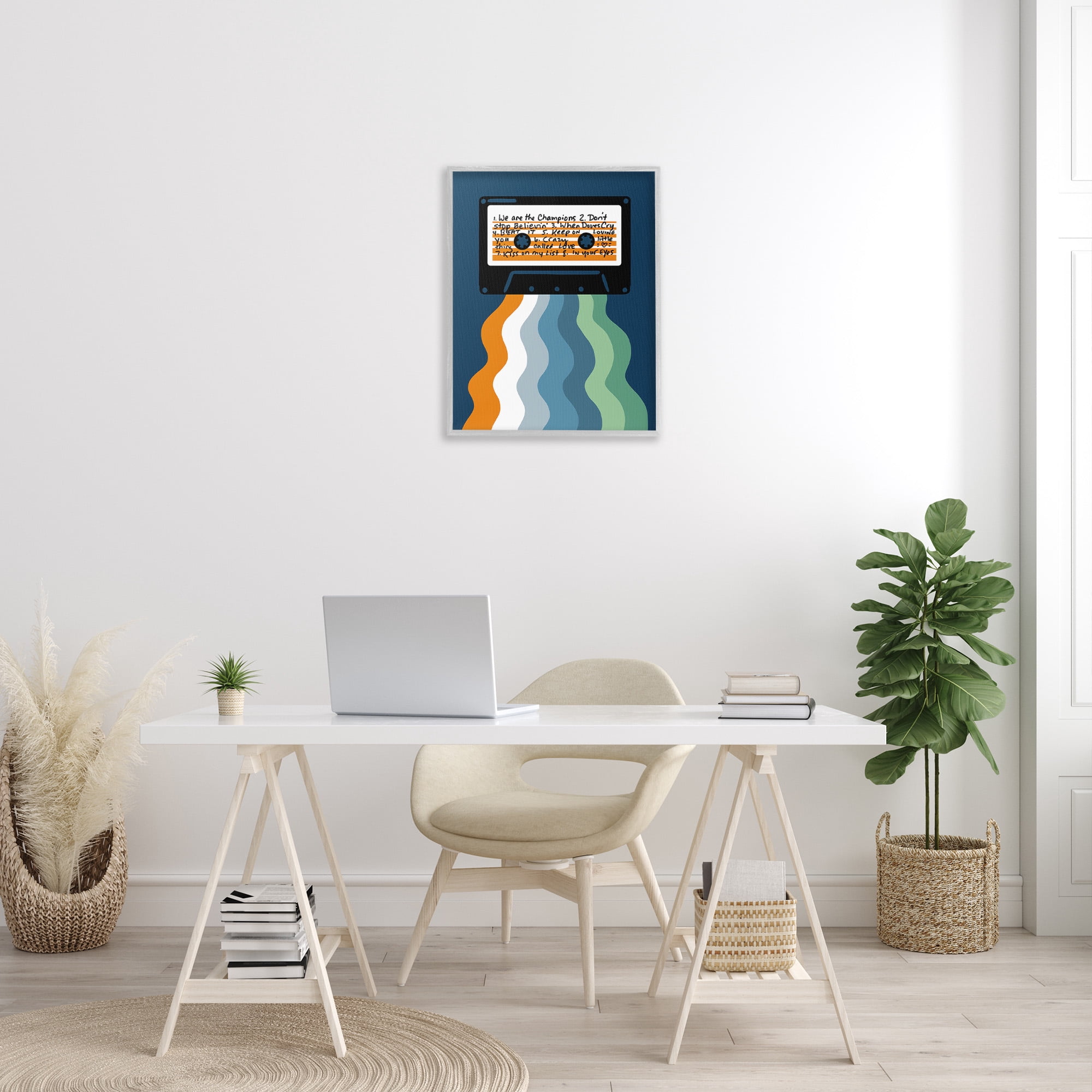 Stupell Industries Mix Tape Cassette Novelty Painting Gray Framed Art Print Wall Art, 24 x 30
