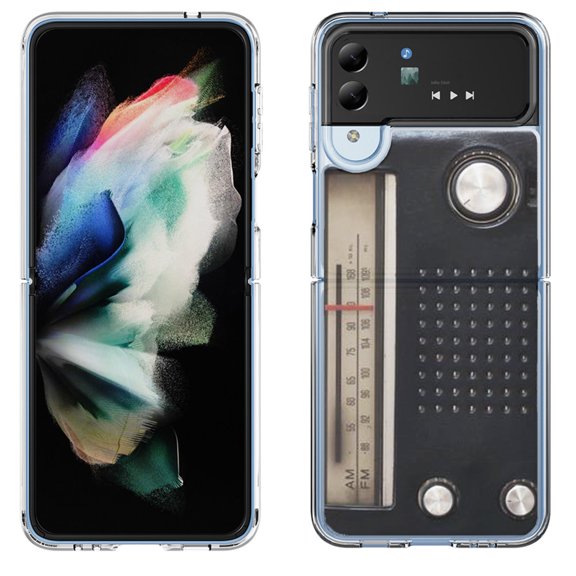 Shockproof Bumper Phone Case for Samsung Galaxy Z Flip 4 5G, by OneToughShield ® - Vintage Radio