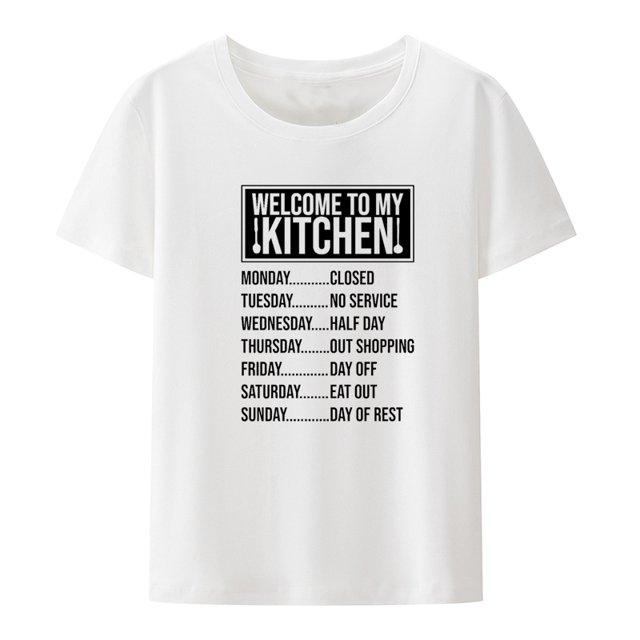 Camiseta con estampado de "Bienvenido a mi cocina", divertida camiseta de moda callejera, camisas y blusas Ulzzang de cuello redondo, par de hip-hop, humor.