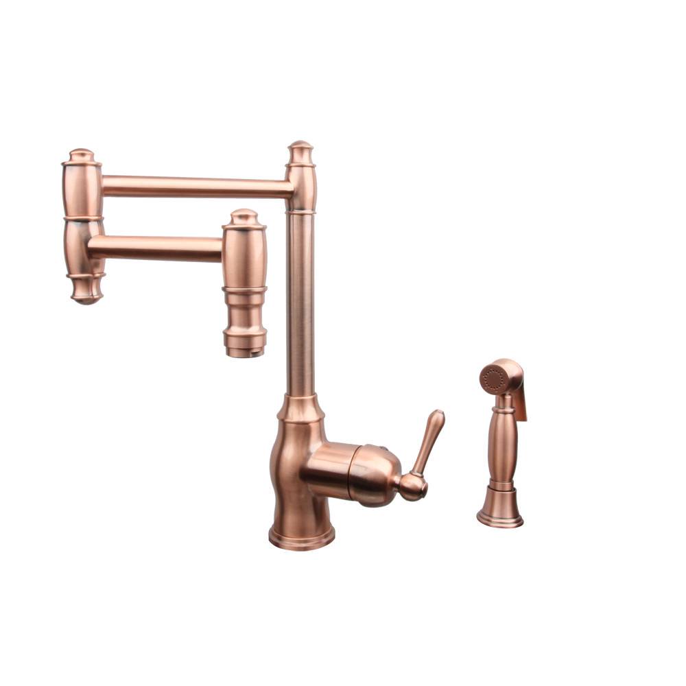 Copper DeckMounted DoubleJointed Retractable Pot Filler, OneHandle