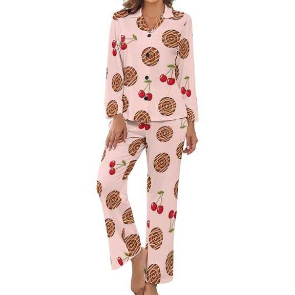 Top-kevin Women Long Sleeve Pajama Set Comfy Pjs Sets Cheetahs Leaping Purple Dots 2 Piece Lounge Set