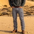 thumbnail image 2 of Busydd Cargo Pants for Men Solid Color Multi Pocket Work Trousers Outdoor Straight Leg Hiking Pants L, 2 of 6