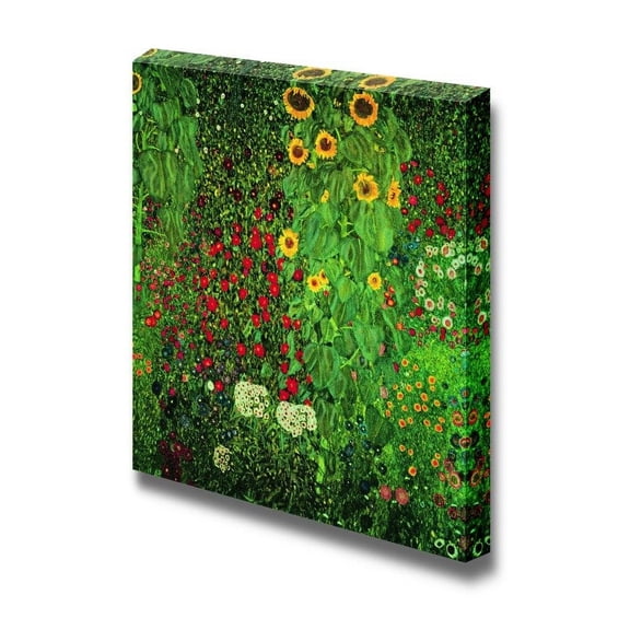 wall26 - Farm Garden with Sunflowers by Gustav Klimt - Canvas Print Wall Art Famous Oil Painting Reproduction - 12" x 12"