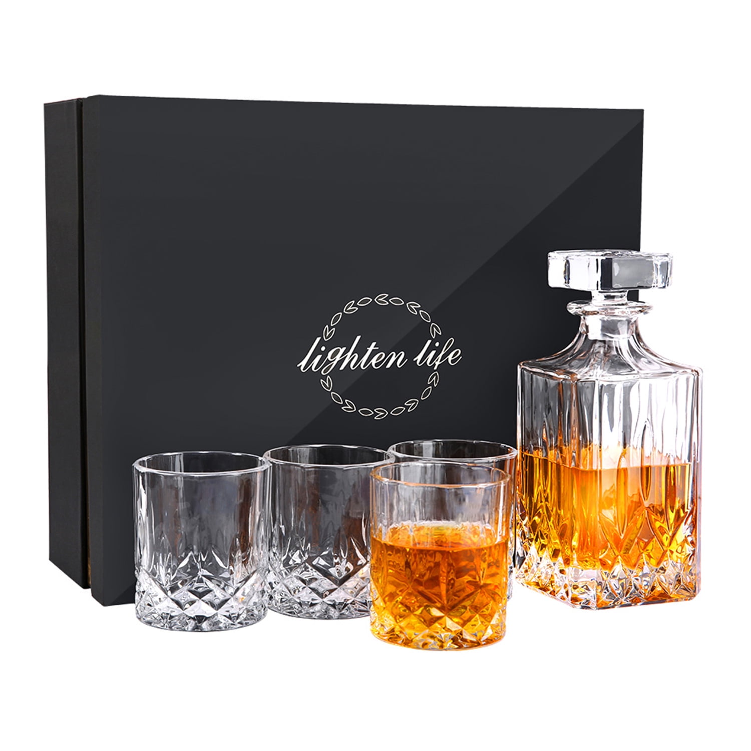 Lighten Life 5Piece Whiskey Decanter Set,Crystal Nepal Ubuy