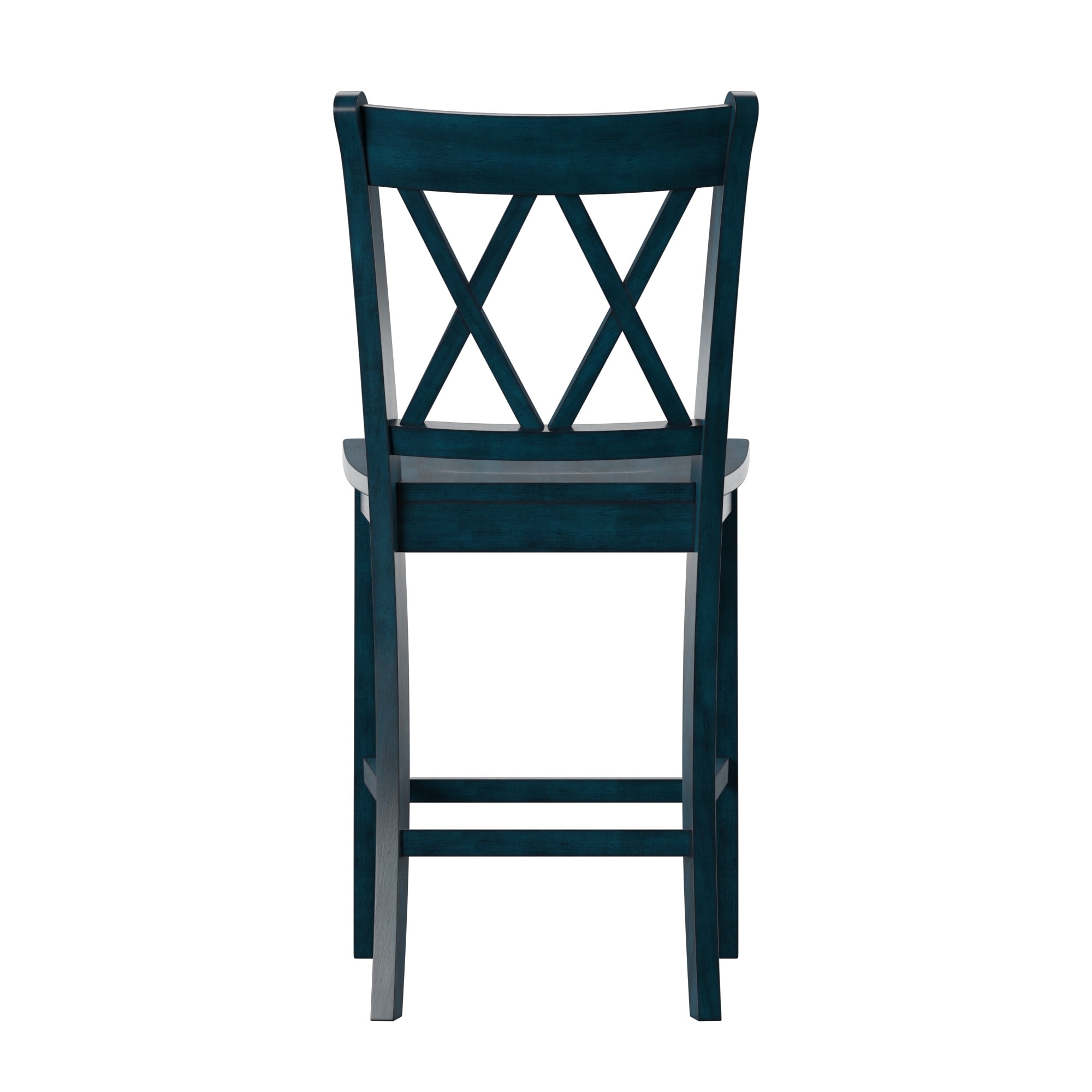 Weston Home Farmhouse Square Seat X-Back 24" Counter Height Chair, Antique Denim (Set of 2)