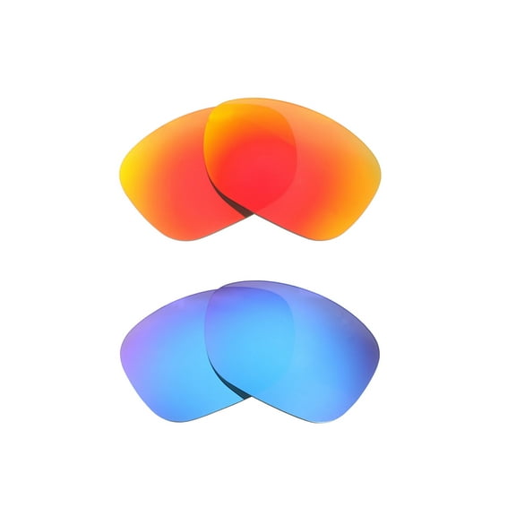 Walleva Polarized Fire Red   Ice Blue Replacement Lenses For Oakley Conquest Sunglasses