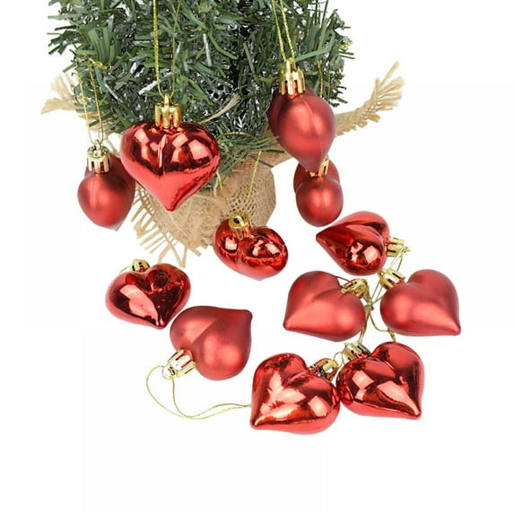 Valentine's Day Gift 1.8Inch Shape Plating Love Ball Decorative Small Pendant A Box of 12 Pieces, Red