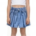 thumbnail image 2 of LWITHSZG Girls High Waist Denim Shorts Elastic Waist Pleated Jean Shorts Casual Summer Jeans Bottoms with&nbsp;Pockets for Kids 2-12 Years, 2 of 8
