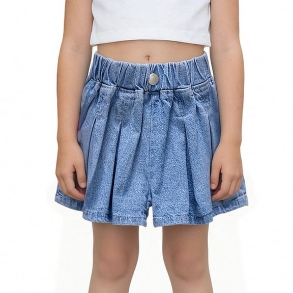 BLTIBY Girls Ripped Jean Shorts Teens High Waisted Y2K Distressed Denim Short Pants Summer Fashion Cute Jorts with Pockets Blue 2 2-3 Years
