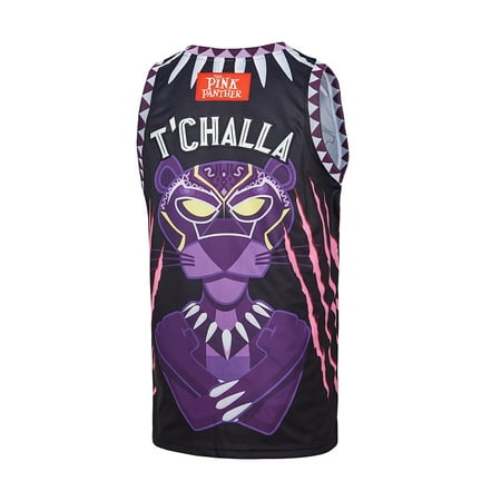 Pink Panther T'Challa Stithced Men's Basketball Jersey Black
