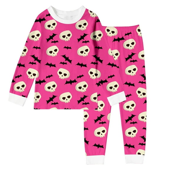 Little Girl Pajamas Halloween Pjs Pumpkin Print Long Sleeve Crewneck Loungewear Comfy Girl Pajamas Size 6-7 Years