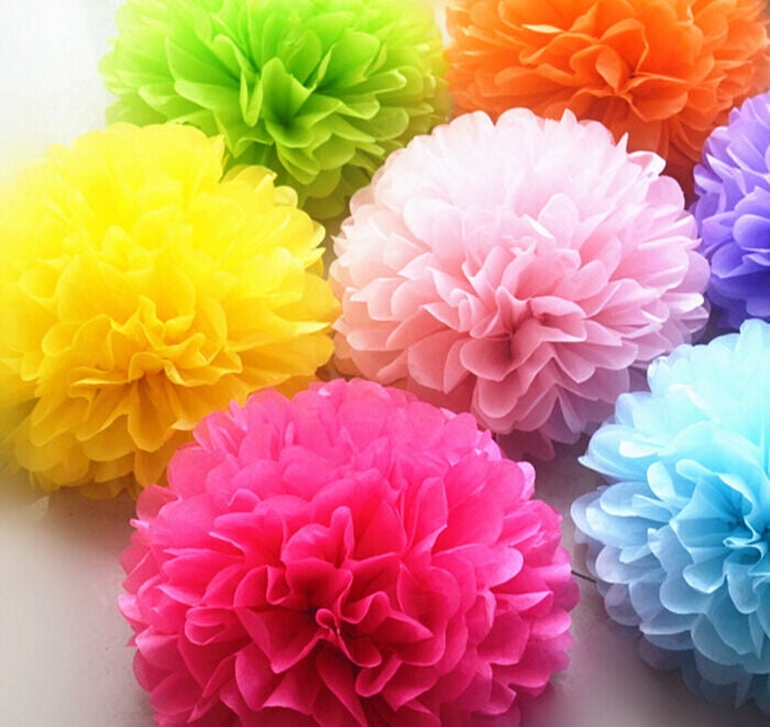 10pc 8'', 10", 14'' Tissue Paper Pom Poms Flower Balls Wedding ...