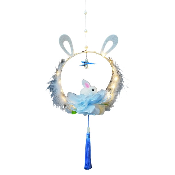 Yuarrent Linterna de festival estilo chino tradicional luz lindo Animal artesanía lámpara colgante decoración para el hogar interior fiesta Artesanía Azul Pluma azul