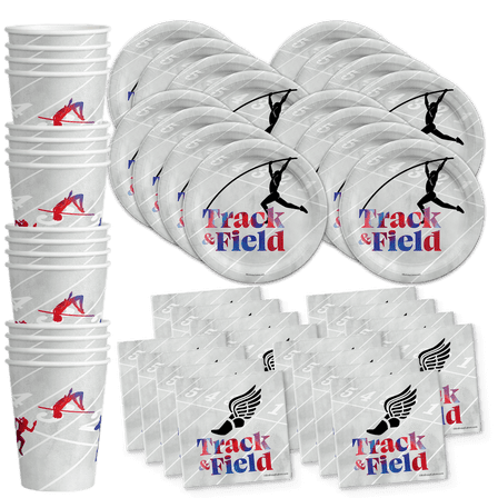 Track and Field Birthday Party Supplies Set Plates Napkins Cups Tableware Kit for 16