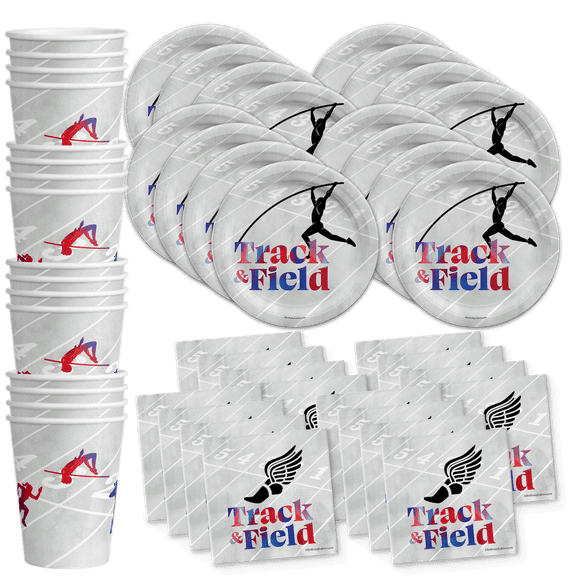Track and Field Birthday Party Supplies Set Plates Napkins Cups Tableware Kit for 16