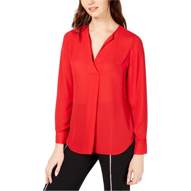 I.N.C Blouse Chandail Unie pour Femmes, Rouge, Moyen