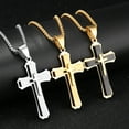 thumbnail image 2 of Men Necklaces & Pendants Male Cross Necklace Punk 14K Yellow Gold Chain Fashion jewelry, 2 of 7