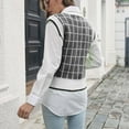 thumbnail image 4 of Womens Fall Fashion 2022! QLEICOM Sweaters for Women, Women‘s V-neck Multicolor Knitted Sweater Plaid Stripes Casual Fashion Sleeveless Vest Jacket Coat Tops On Clearance, 4 of 5