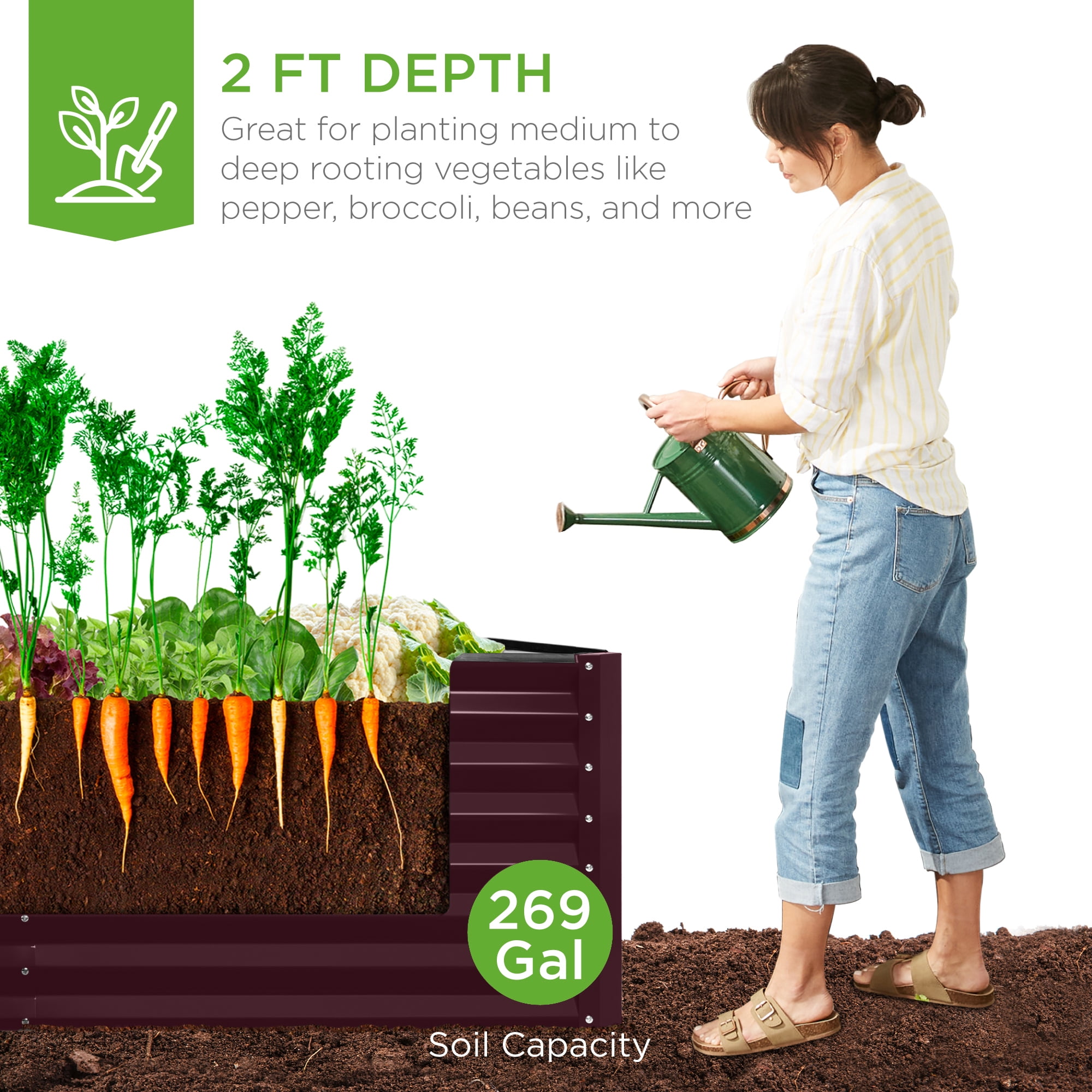 Best Choice Products 6x3x2ft Outdoor Metal Raised Garden Bed for Vegetables Flowers Herbs - Burgundy