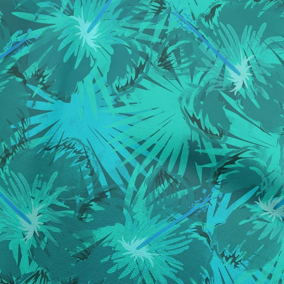 oneOone Cotton Poplin Dark Teal Green Fabric Tropical Abstract Leaf Sewing Craft Projects Fabric Prints By Yard 42 Inch Wide
