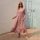 thumbnail image 4 of Gibobby Vestido Mujer Casual de Playa Verano Vestido elegante casual para mujer Vestido de manga larga con estampado floral Volantes Temperamento fluido Vestido(Rosa,M), 4 of 4