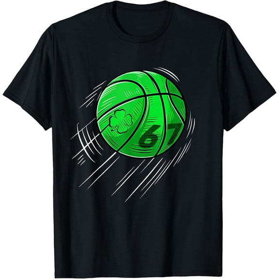 St Patricks Day 67 Shamrock Lucky Basketball Irish Boys T-Shirt, T-Shirt for Kids Youth Boys Girls, 180gsm, 100% Cotton