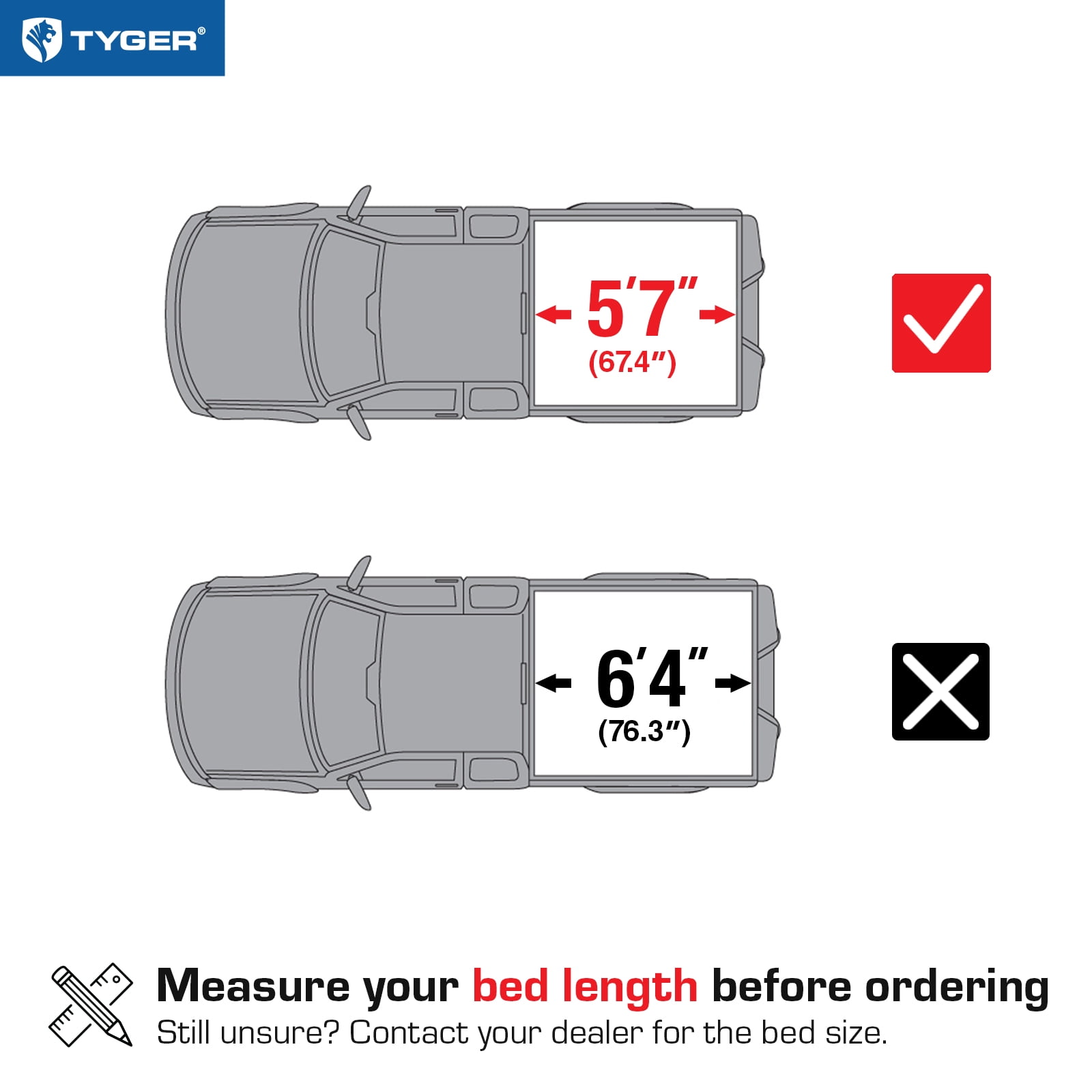 Tyger Auto T1 Soft Roll-up Truck Bed Tonneau Cover Compatible with 2019-2025 Ram 1500 New Body (Not Fit 19-25 Classic) | 5'7" (67") Bed | TG-BC1D9046