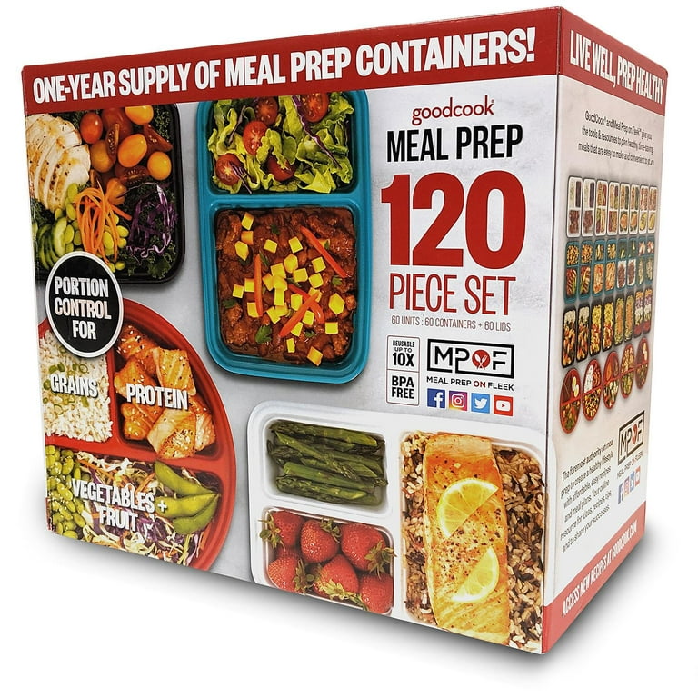 GoodCook 10827 Meal Prep 120-Piece Portion Control Containers, One