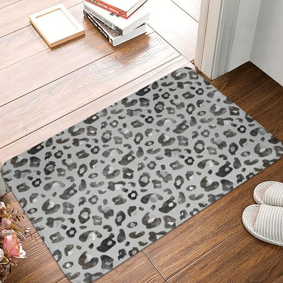 Front Door Mat Indoor Outdoor Outside Entrance - 16*24in Washable Wild Animal Leopard Print Thin Bathroom Rugs Fit Under Door, Bath Rugs for Bathroom, Kitchen Rugs Mats for Floor