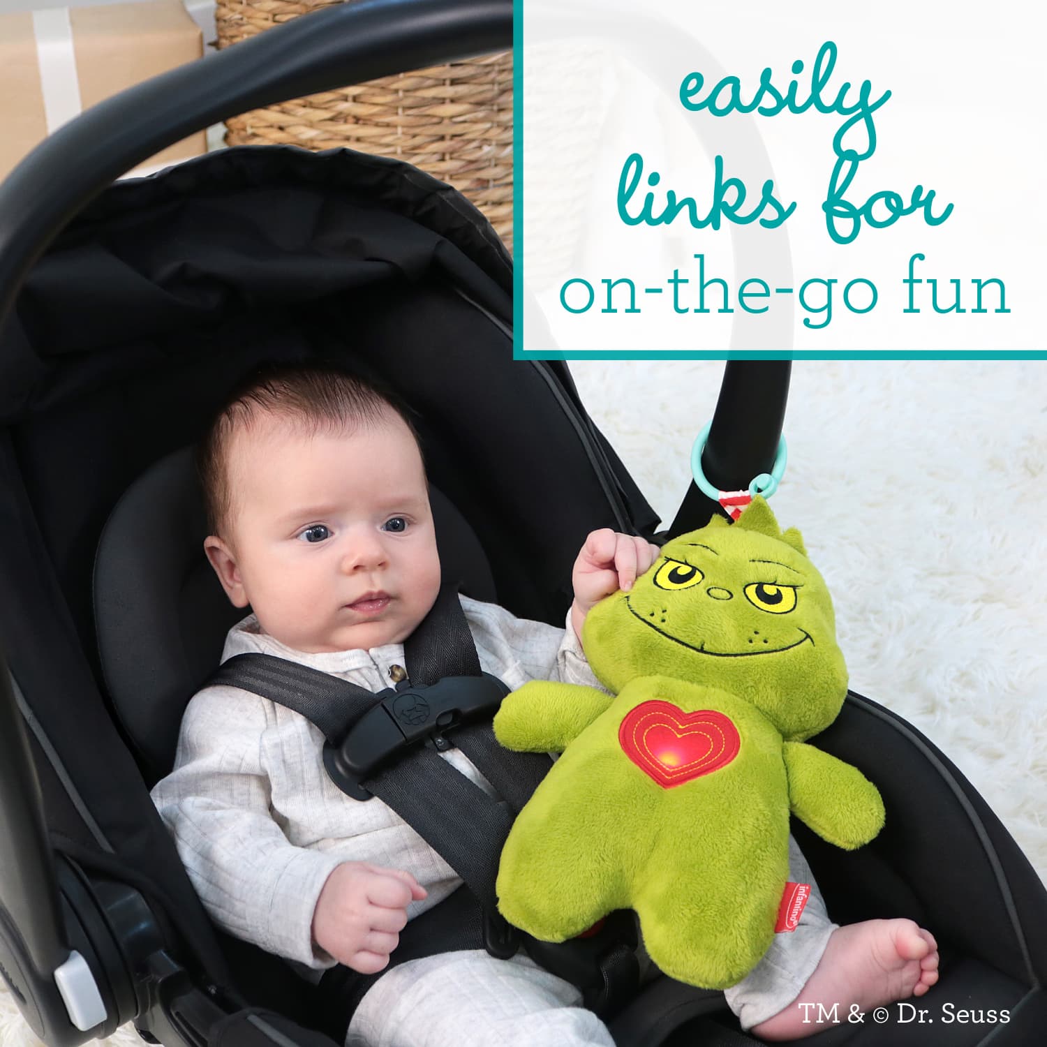 Infantino Musical Light-up Pal - The Grinch, 9.4-inch Holiday Light-Up Plush with Sounds and Melodies