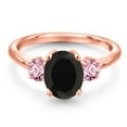 thumbnail image 3 of Gem Stone King 18K Rose Gold Plated Silver Black Onyx and Pink Lab Grown Diamond Engagement Ring for Women | 2.50 Cttw | Oval 9X7MM | Gemstone December Birthstone | Size 6, 3 of 6
