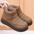 thumbnail image 5 of Women's Sip On Mid Calf Snow Boots Fleece Lined Ankle Booties Comfortable Non Slip Platform Walking Shoes Brown Size 8.5, 5 of 9