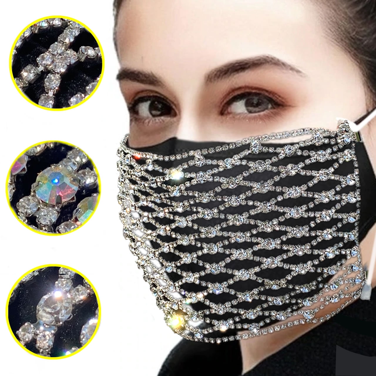 CLEANBREATH™ Rhinestone Fashion Mask for Women, Party Bling