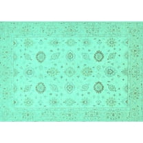 Ahgly Company Indoor Rectangle Persian Turquoise Blue Traditional Area Rugs, 5' x 7'