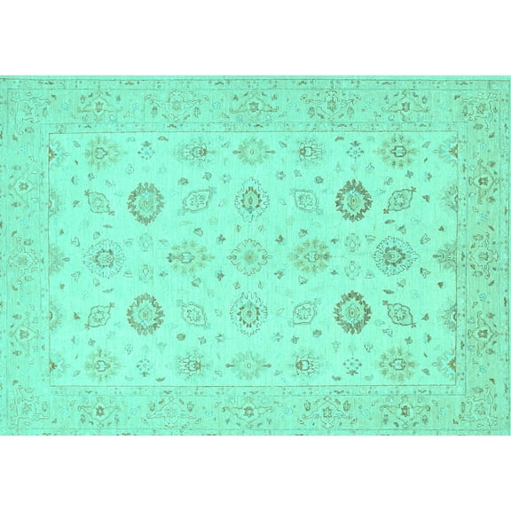 Ahgly Company Indoor Rectangle Persian Turquoise Blue Traditional Area Rugs, 5' x 7'