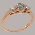 thumbnail image 3 of LBG British Made Spectacular 18k Rose Gold Natural Aquamarine & Cultured Pearl Womens Statement Ring - 33 size options - Size 10.5, 3 of 7