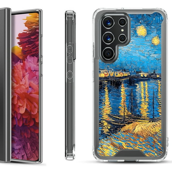 Shockproof Bumper Phone Case for Samsung Galaxy S22 Ultra 5G, by OneToughShield ® - Starry Night Rhone