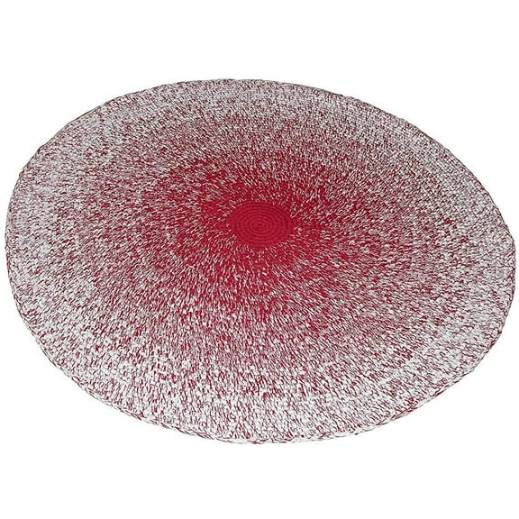 Red & White 5 ft Round Area Rug for Living Room - Handwoven Cotton Rug by MystiqueDecors - 5'