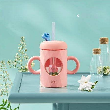 

Anti-fall Dual-use Cup Glass Cup With Silicone Cover Adult Universal Water Cup With Straw Kub Children s Milk Cup With Scale