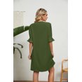 thumbnail image 3 of Women's Solid Color V-Neck Loose Gathered Half Sleeve Dress, 3 of 3