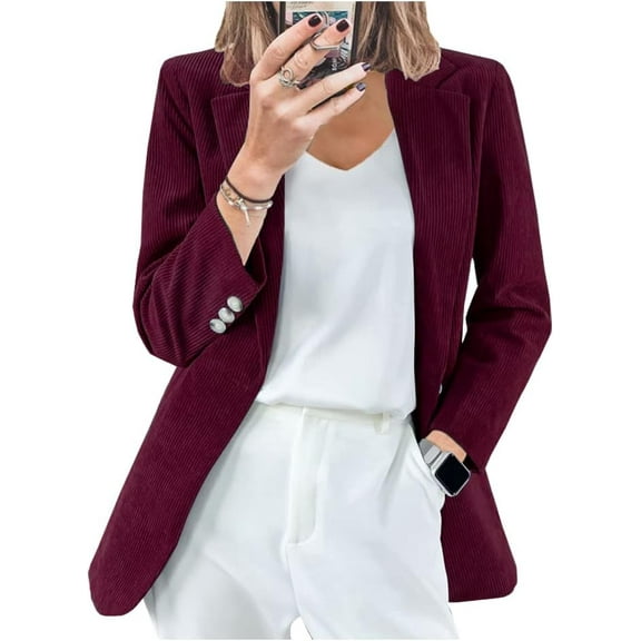 Women's Loose Corduroy Blazer Dressy Casual Fall Winter Versatile Outerwear