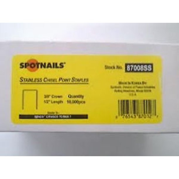 Spotnails 5016C Stainless Steel Staple 5M 20 Gauge 1/2" Wide 1/2" Crown
