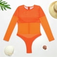 thumbnail image 4 of Babysbule Womens Swimsuits Women's Sexy Fashion Bikini Long Sleeve Yarn Stitching One-Piece Swimsuit, 4 of 9