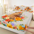 thumbnail image 4 of Manfei Cute Capybara Bed Sheets,Kawaii Wildflowers Print Full Size Sheets,Multicolor,4pcs,1 Flat Sheet, 1 Fitted Sheet and 2 Pillowcases, 4 of 6