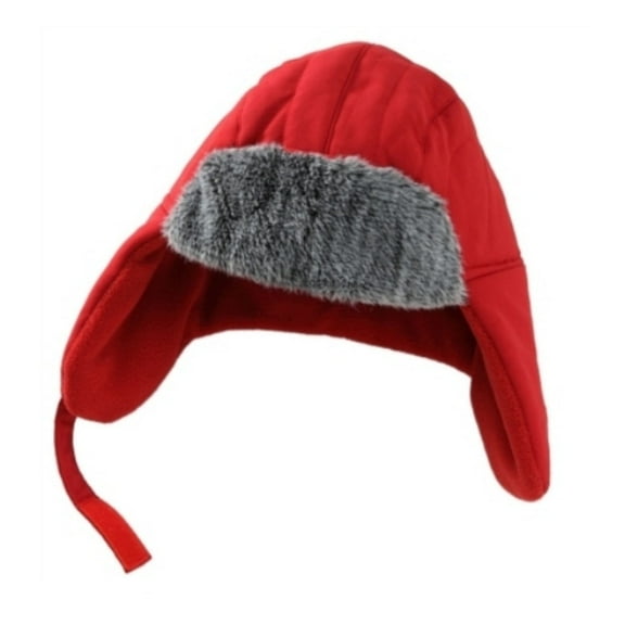ABC Toddler Boys Red Trapper Hat with Fur Trim aviator