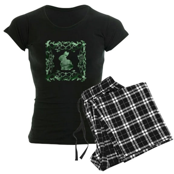 CafePress - Rabbit Lattice Women's Dark Pajamas - Women's Short Sleeve Print T-Shirt and Pants Dark Cotton Pajama Set